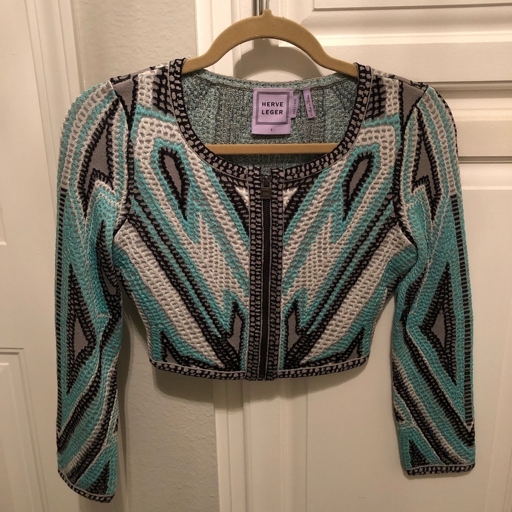 Authentic Herve Leger Nichola Crop Jacket - Picture 3 of 4